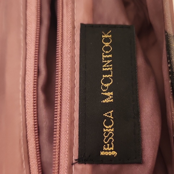 Jessica McClintock Women's Shimmer Burgandy/Rust Crinkle Envelope Purse - Picture 8 of 15